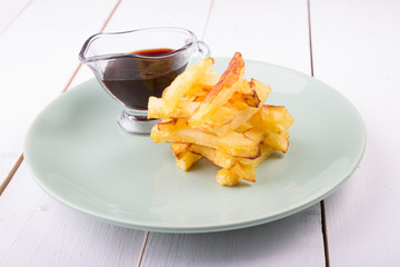 French fries served with sauce