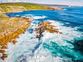 Aerial photograph of Canal Rocks in Yallingup, between the towns of Dunsborough and Margaret River in the South West region of Western Australia, Australia.