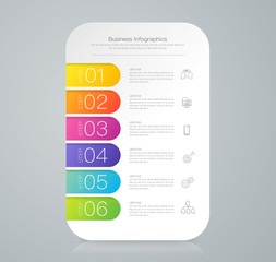 Infographics design vector and business icons with 6 options.