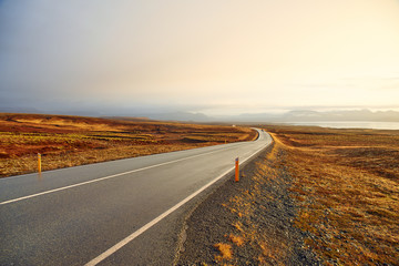 Asphalt road in Iceland, Autumn