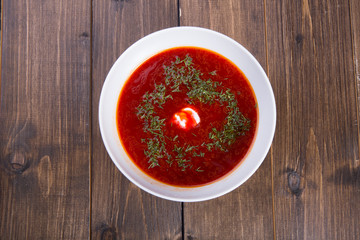 Traditional russian beetroot soup