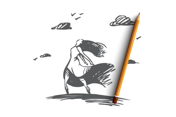 Happiness and freedom concept. Hand drawn isolated vector.