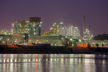 Coking Plant With River At Night