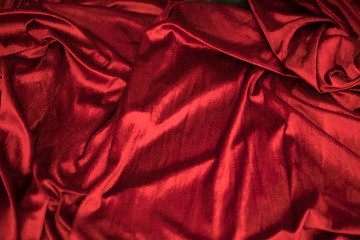 Fold soft waved red velour fabric textured background - obrazy, fototapety, plakaty