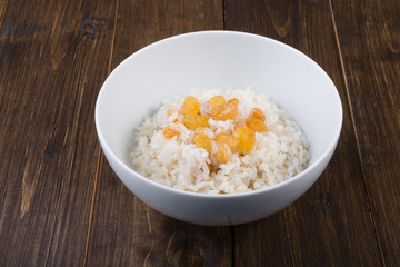 Rice porridge with rasins