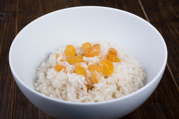 Rice porridge with rasins