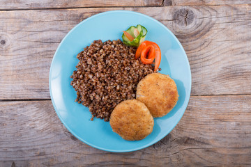 Meat cutlets with buckwheat