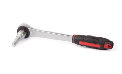 Hand tools. Drive radiator spud wrench with ratchet for valve repairs. Combination spanner for valve nipples, counter-threads and tap extentions. Isolated on white background.