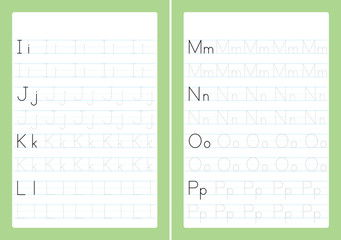 Alphabet letters tracing worksheet with alphabet letters. Number Formation Activity Sheets for kindergarten kids A4 paper ready to print vector