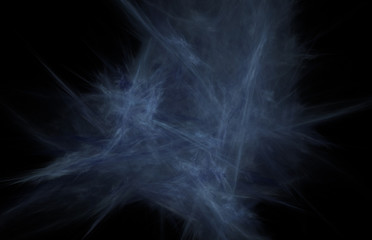 Abstract colorful blue fractal lines on black background. Fantasy fractal texture. Digital art. 3D rendering. Computer generated image.