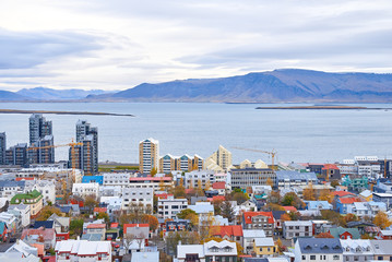 Fototapeta na wymiar Top view of the Reykjavik in autumn
