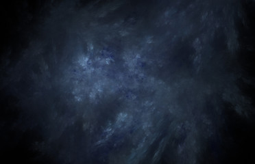 Abstract colorful blue fractal pattern on black background. Fantasy fractal texture. Digital art. 3D rendering. Computer generated image.