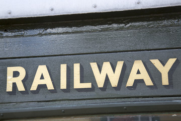 Railway Sign on Train