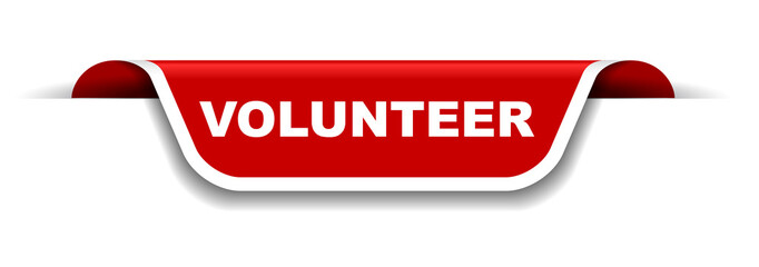 red and white banner volunteer