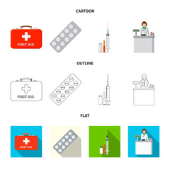 Isolated object of pharmacy and hospital symbol. Set of pharmacy and business vector icon for stock.