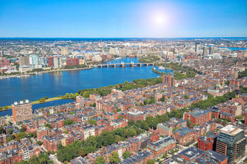 Boston Panoramic view from Prudential Tower observation deck