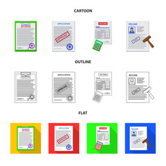 Vector illustration of form and document symbol. Collection of form and mark vector icon for stock.