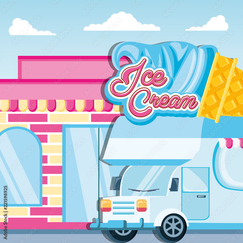 Canvas Prints ice cream shop van