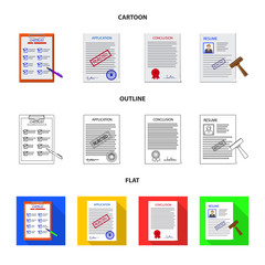 Vector illustration of form and document sign. Set of form and mark stock symbol for web.