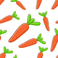 Vector seamless pattern with cartoon orange carrots