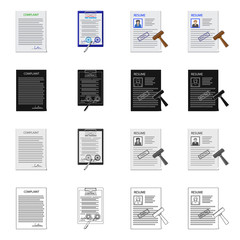 Vector design of form and document sign. Collection of form and mark stock vector illustration.