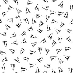 Triangles. Black and white seamless pattern. Geometric, abstract background for covers, textile. Doodle shapes.