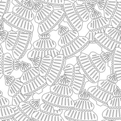 Gingerbread. Black and white illustration for coloring book or page. Christmas, holiday background.