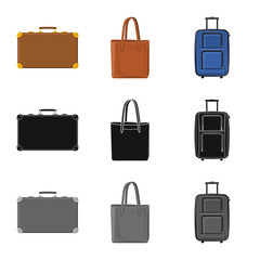 Vector illustration of suitcase and baggage logo. Set of suitcase and journey vector icon for stock.