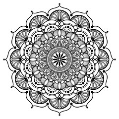 Mandala flower freehand drawing vintage style decorative elements isolated on white background for abstract concepts