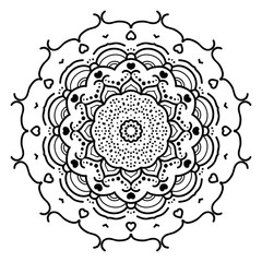 Mandala flower freehand drawing vintage style decorative elements isolated on white background for abstract concepts
