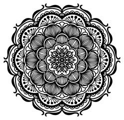 Mandala flower freehand drawing vintage style decorative elements isolated on white background for abstract concepts