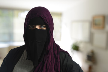 Islamic woman wearing a burqa