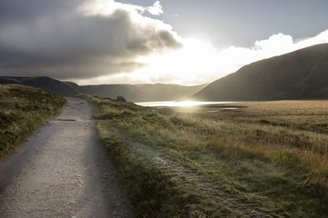 Path around Loch Muick, Cairngorm Mountains in Royal Deeside. Aberdeenshire, Scotland, UK.