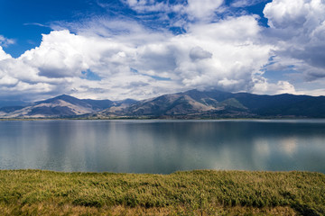 View of the shore of the Mikri (Small) Prespa Lake in northern Greece