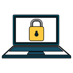 laptop computer with padlock