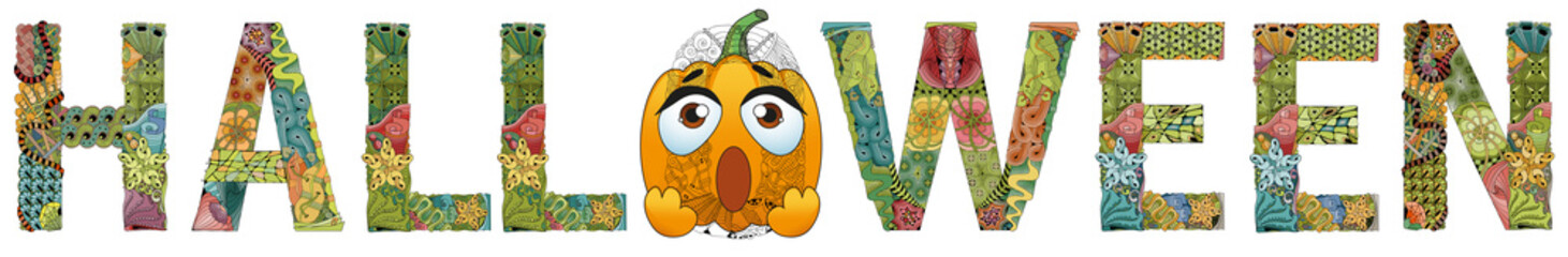 Word HALLOWEEN. Vector decorative zentangle object for decoration