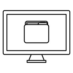 monitor computer with folder