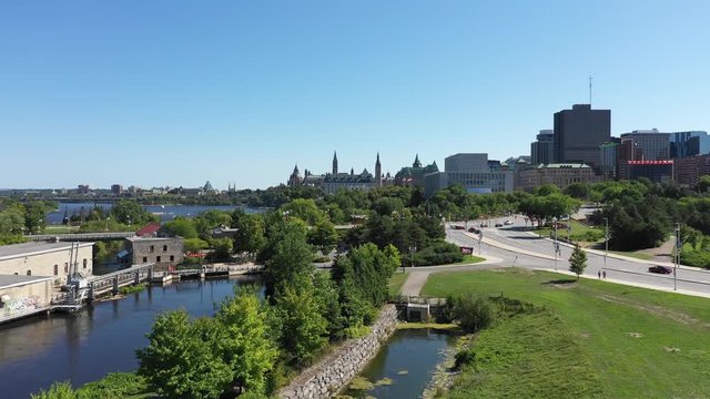Aerial of Canada's Capital city Ottawa Ontario downtown skyline