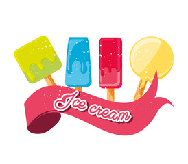 delicious set ice creams in stick