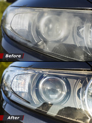 Polishing the optics of car headlamps. Effect Before and after the effect of polishing © art_rich