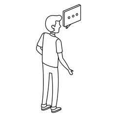 young man with speech bubble character