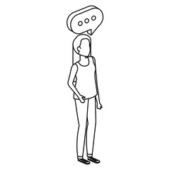 young woman talking with speech bubble