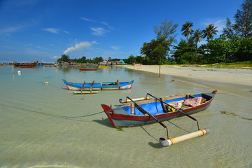 Traditional boat with Clean sea wonderfull Indonesia 