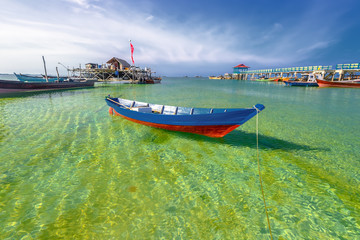 Traditional boat with Clean sea wonderfull Indonesia 