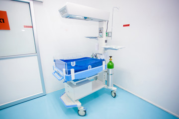 Fototapeta na wymiar Infant incubator technology in a medical center hospital