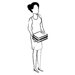 woman with text books