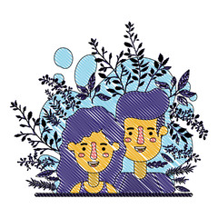 couple with plants characters