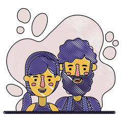 couple characters with paint splash background