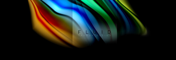 Rainbow fluid abstract shapes, liquid colors design, colorful marble or plastic wavy texture background, multicolored template for business or technology presentation or web brochure cover design