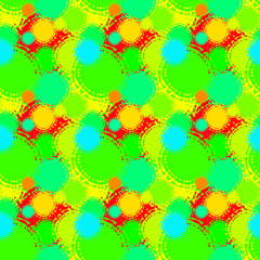 Seamless background pattern with various colored circles.